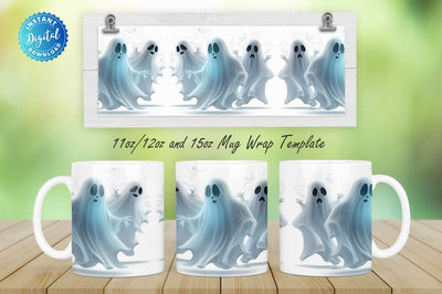 Ghost Halloween 11, 12 & 15 Oz Mug Sublimation Sublimation Regulrcrative 