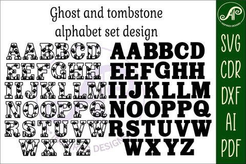 Ghost Halloween alphabet letter set. 35 layered letter SVG APInspireddesigns 