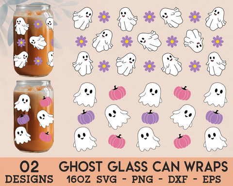 Ghost Libbey Can Wrap SVG - 16Oz Halloween Glass Can SVG, Halloween Glass Can Wrap SVG, Beer Glass Wrap SVG, Ghost Glass Can SVG, Ghost SVG SVG GraphicsTreasures 