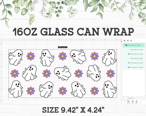 Ghost Libbey Can Wrap SVG - 16Oz Halloween Glass Can SVG, Halloween Glass Can Wrap SVG, Beer Glass Wrap SVG, Ghost Glass Can SVG, Ghost SVG SVG GraphicsTreasures 