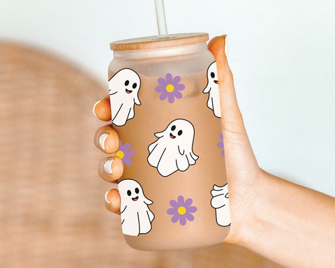 Ghost Libbey Can Wrap SVG - 16Oz Halloween Glass Can SVG, Halloween Glass Can Wrap SVG, Beer Glass Wrap SVG, Ghost Glass Can SVG, Ghost SVG SVG GraphicsTreasures 
