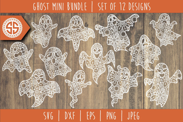 Ghost Mandala Zentangle Bundle Set of 12 - SVG SVG SavoringSurprises 
