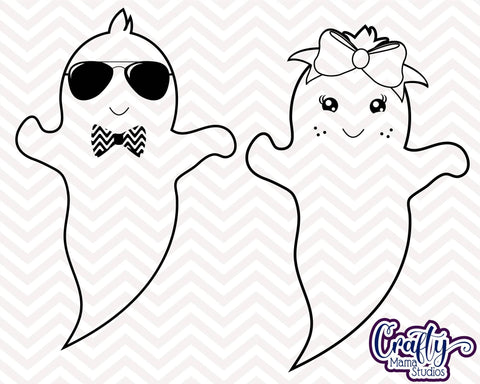 Ghost Outline - Halloween - Boy - Girl - Svg Cut File SVG Crafty Mama Studios 