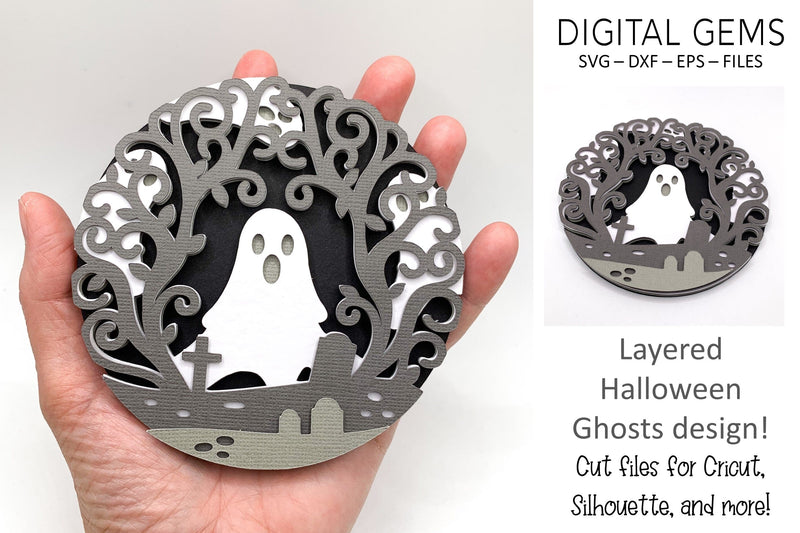 Ghost shadowbox design SVG Digital Gems 