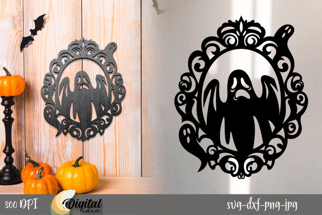 Ghost SVG. Halloween vintage mirror SVG. Happy Halloween SVG SVG Evgenyia Guschina 