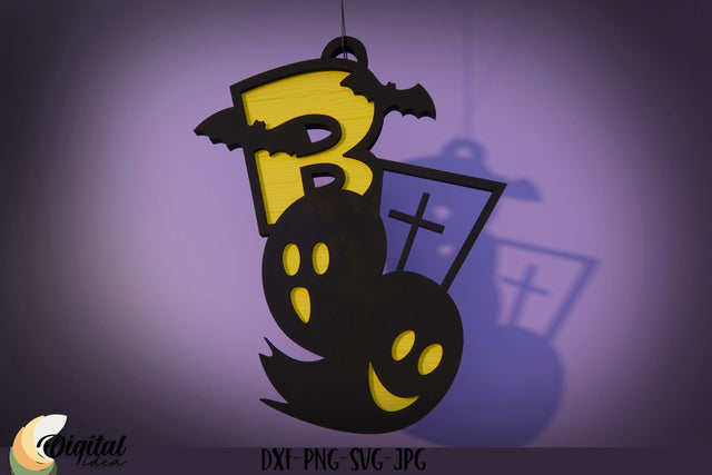 Ghost SVG | Layered Halloween Sign 3D Design | BOO | Laser Cut SVG Evgenyia Guschina 