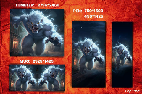 Ghost-werewolf Wrap Bundle | Tumbler | Mug | Pen Sublimation SvgOcean 
