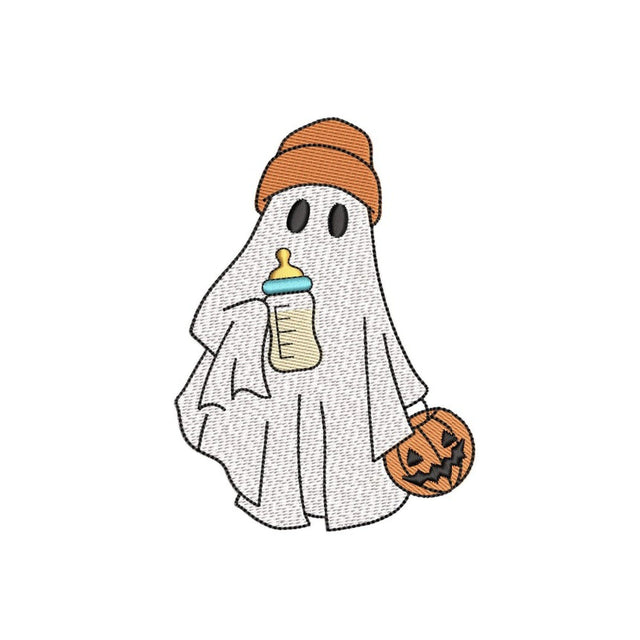 Ghost with a Baby Bottle Embroidery Design, Halloween Machine Embroidery Design, 3 sizes, Instant Download Embroidery/Applique DESIGNS Nino Nadaraia 