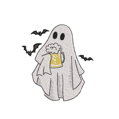 Ghost with Beer Embroidery Design, Halloween Beer Mug Ghost Machine Embroidery Design, 3 sizes, Instant Download Embroidery/Applique DESIGNS Nino Nadaraia 