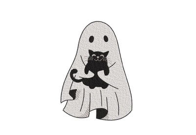 Ghost with Cat Embroidery Design, Halloween Embroidery Design, 3 sizes, Instant Download Embroidery/Applique DESIGNS Nino Nadaraia 