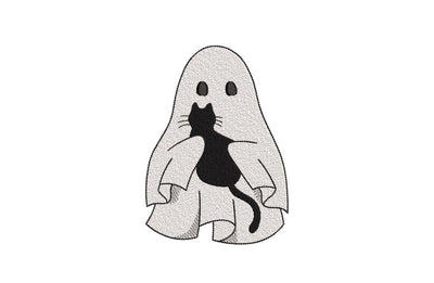 Ghost with Cat Embroidery Design, Halloween Embroidery Design, 3 sizes, Instant Download Embroidery/Applique DESIGNS Nino Nadaraia 