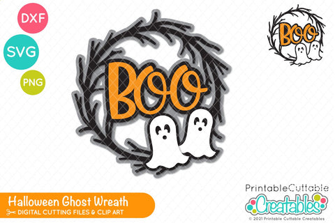 Ghost Wreath SVG File SVG Printable Cuttable Creatables 