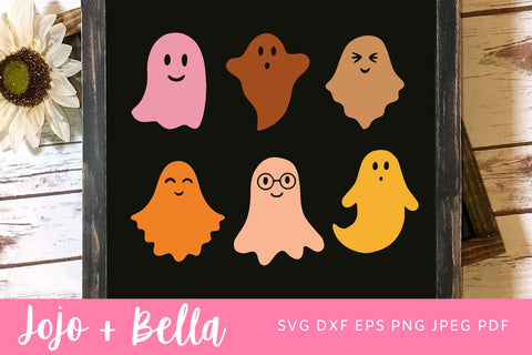Ghosts Bundle SVG, Halloween Shirt Svg, Cute Ghost Svg, Cute Spooky Svg, Svg files for Cricut, Silhouette, Sublimation Designs SVG Jojo&Bella 