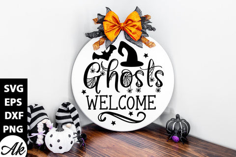 Ghosts welcome Round Sign SVG akazaddesign 