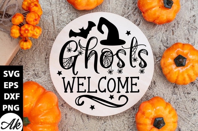 Ghosts welcome Round Sign SVG akazaddesign 