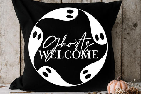 Ghosts Welcome SVG | Halloween Round Sign Design SVG Diva Watts Designs 