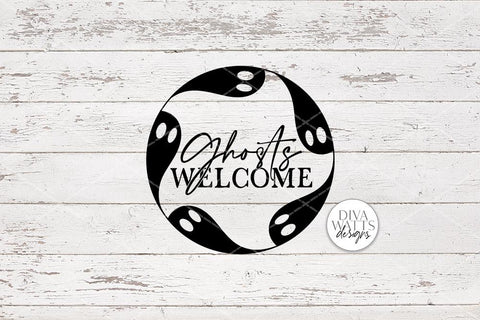 Ghosts Welcome SVG | Halloween Round Sign Design SVG Diva Watts Designs 