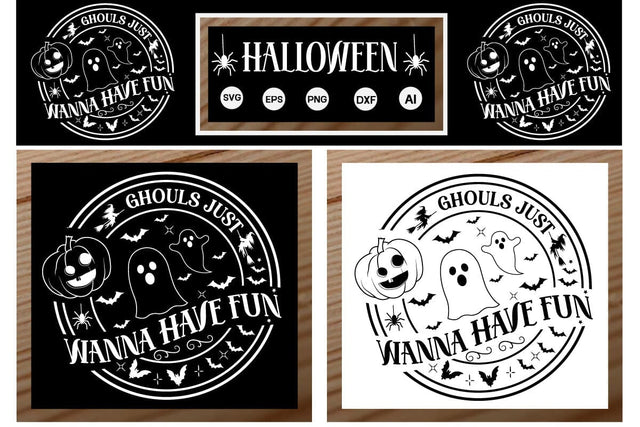Ghouls Just Wanna Have Fun Round Sign SVG SVGs,Quotes and Sayings,Food & Drink,On Sale, Print & Cut SVG DesignPlante 503 