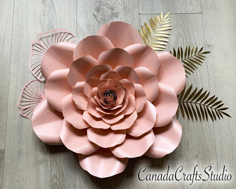 Giant Paper Flower + leaves SVG CanadaCraftsStudio 