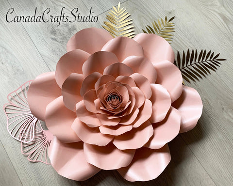 Giant Paper Flower + leaves SVG CanadaCraftsStudio 