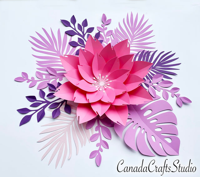 Giant Paper Flower Template + Leaves SVG DXF (Bundle 18) SVG CanadaCraftsStudio 