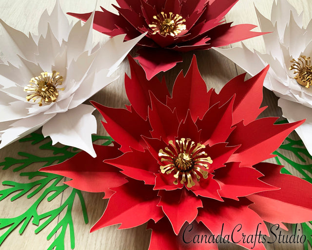 Giant Poinsettia Paper Flower Template 2 SVG CanadaCraftsStudio 