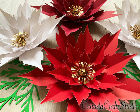Giant Poinsettia Paper Flower Template 2 SVG CanadaCraftsStudio 