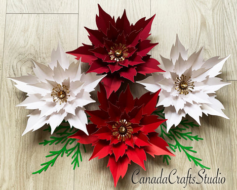 Giant Poinsettia Paper Flower Template 2 SVG CanadaCraftsStudio 