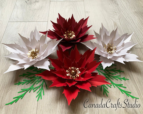 Giant Poinsettia Paper Flower Template 2 SVG CanadaCraftsStudio 