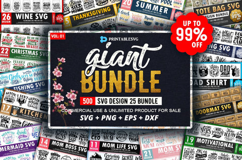 Giant SVG 500 Design Bundle, 25 Different Bundle SVG Designangry 
