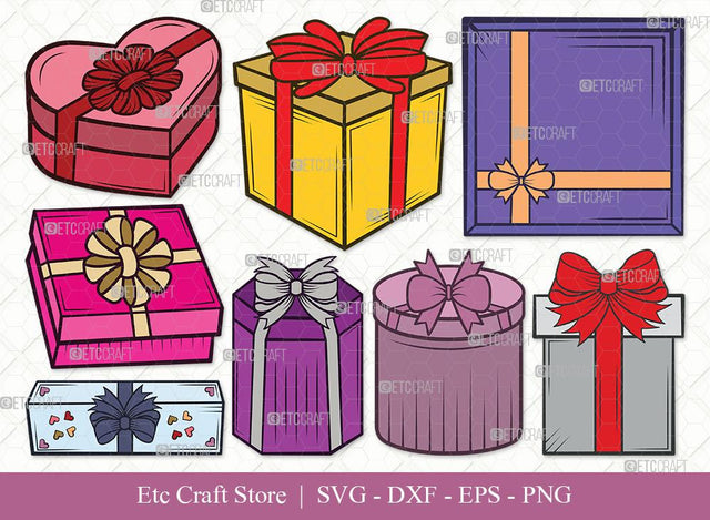 Gift Box Clipart SVG Cut File | Gift Box Svg | Box Svg | Christmas Gift Svg | Bundle | Eps | Dxf | Png SVG ETC Craft 