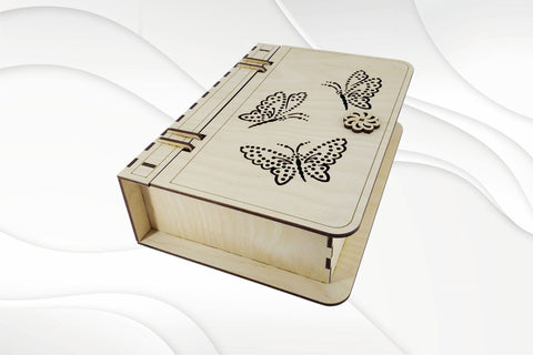 Gift box design laser cutting. Butterfly svg dxf pattern. SVG VectorBY 