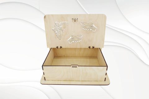 Gift box design laser cutting. Butterfly svg dxf pattern. SVG VectorBY 