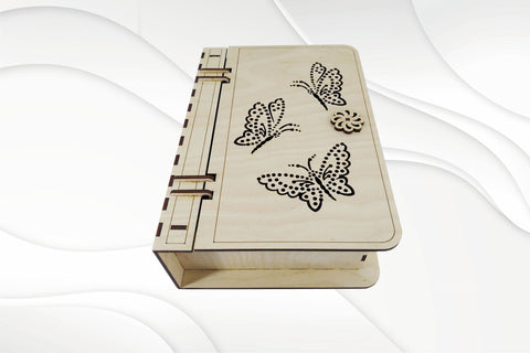 Gift box design laser cutting. Butterfly svg dxf pattern. SVG VectorBY 