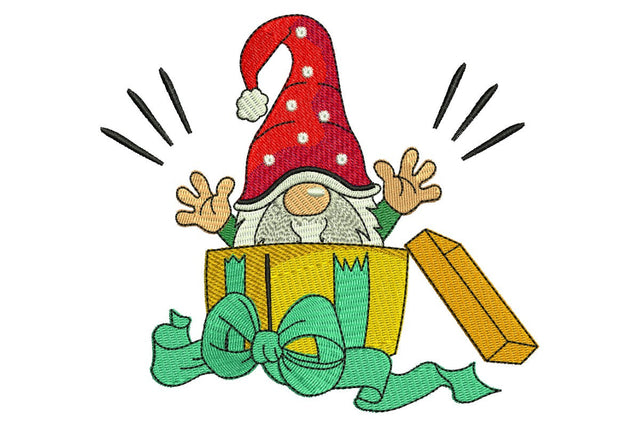 Gift Box Gnome Embroidery Design, Christmas Embroidery Designs, Machine Embroidery File Embroidery/Applique DESIGNS NextEmbroidery 