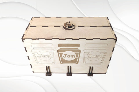 Gift box jars of jam, ready laser cutting design. Laser cut files. SVG VectorBY 