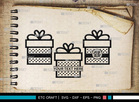 Gift Box Monogram, Gift Box Silhouette, Gift Box SVG, Birthday Gift Svg, Present Svg, Gifts Svg, Gift Wrap Svg, SB00439 SVG ETC Craft 