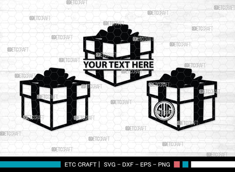 Gift Box Monogram, Gift Box Silhouette, Gift Box SVG, Birthday Gift Svg, Present Svg, Gifts Svg, Gift Wrap Svg, SB00439 SVG ETC Craft 