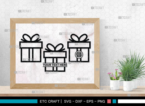 Gift Box Monogram, Gift Box Silhouette, Gift Box SVG, Birthday Gift Svg, Present Svg, Gifts Svg, Gift Wrap Svg, SB00439 SVG ETC Craft 