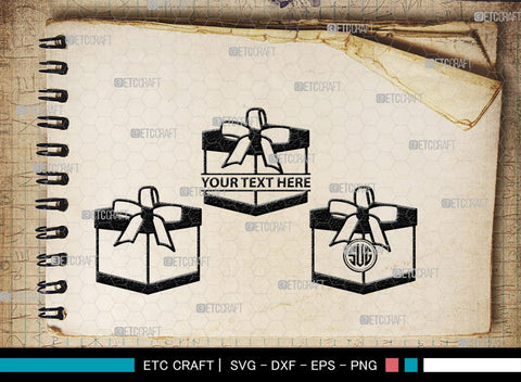 Gift Box Monogram, Gift Box Silhouette, Gift Box SVG, Birthday Gift Svg, Present Svg, Gifts Svg, Gift Wrap Svg, SB00439 SVG ETC Craft 