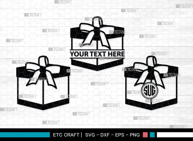 Gift Box Monogram, Gift Box Silhouette, Gift Box SVG, Birthday Gift Svg, Present Svg, Gifts Svg, Gift Wrap Svg, SB00439 SVG ETC Craft 