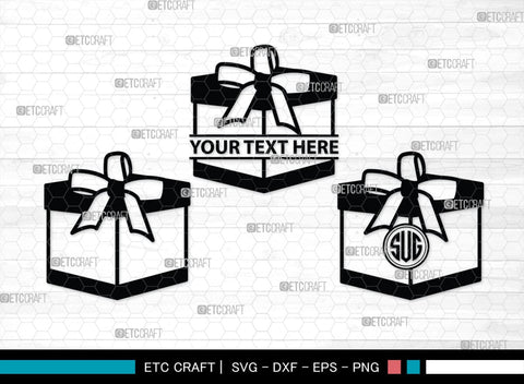 Gift Box Monogram, Gift Box Silhouette, Gift Box SVG, Birthday Gift Svg, Present Svg, Gifts Svg, Gift Wrap Svg, SB00439 SVG ETC Craft 