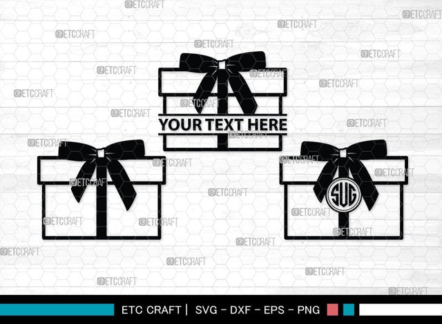Gift Box Monogram, Gift Box Silhouette, Gift Box SVG, Birthday Gift Svg, Present Svg, Gifts Svg, Gift Wrap Svg, SB00439 SVG ETC Craft 