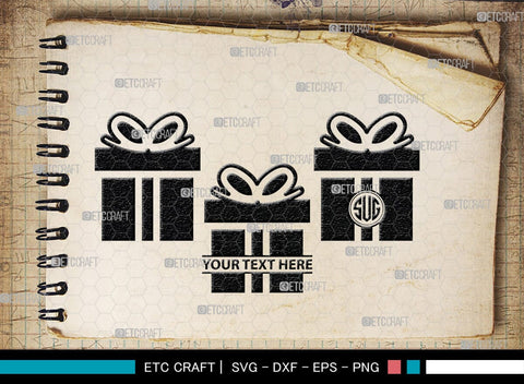 Gift Box Monogram, Gift Box Silhouette, Gift Box SVG, Birthday Gift Svg, Present Svg, Gifts Svg, Gift Wrap Svg, SB00439 SVG ETC Craft 