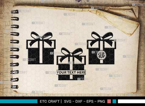Gift Box Monogram, Gift Box Silhouette, Gift Box SVG, Birthday Gift Svg, Present Svg, Gifts Svg, Gift Wrap Svg, SB00439 SVG ETC Craft 