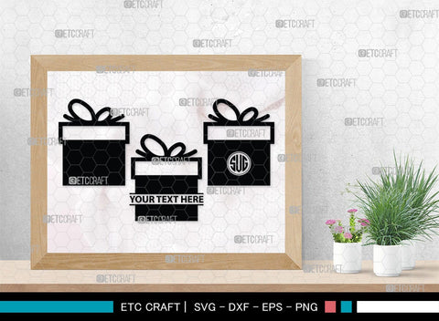 Gift Box Monogram, Gift Box Silhouette, Gift Box SVG, Birthday Gift Svg, Present Svg, Gifts Svg, Gift Wrap Svg, SB00439 SVG ETC Craft 