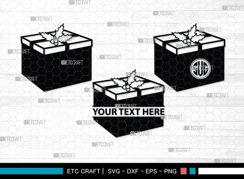 Gift Box Monogram, Gift Box Silhouette, Gift Box SVG, Birthday Gift Svg, Present Svg, Gifts Svg, Gift Wrap Svg, SB00439 SVG ETC Craft 
