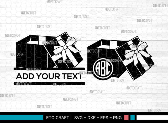 Gift Box Monogram SVG, Birthday Gift Svg, Split Monogram Svg, Gifts Svg, Gift Wrap Svg, Christmas Present Svg, Gift Box Svg SVG ETC Craft 