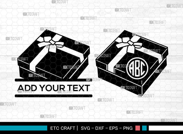 Gift Box Monogram SVG, Birthday Gift Svg, Split Monogram Svg, Gifts Svg, Gift Wrap Svg, Christmas Present Svg, Gift Box Svg SVG ETC Craft 