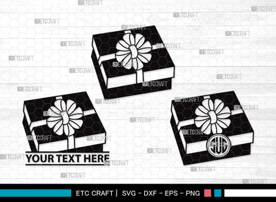 Gift Box Monogram SVG | Box Svg | Christmas Gift Svg | Gift Box Outline | Gift Box Silhouette | Gift Box Clipart SVG ETC Craft 